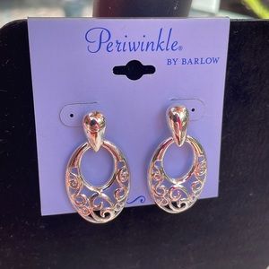 Silver Tone Oval Dangle Earrings